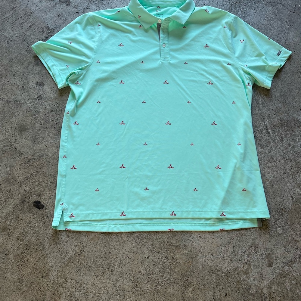 Nike Men's Mint Green Polo with Small Red Embroidery